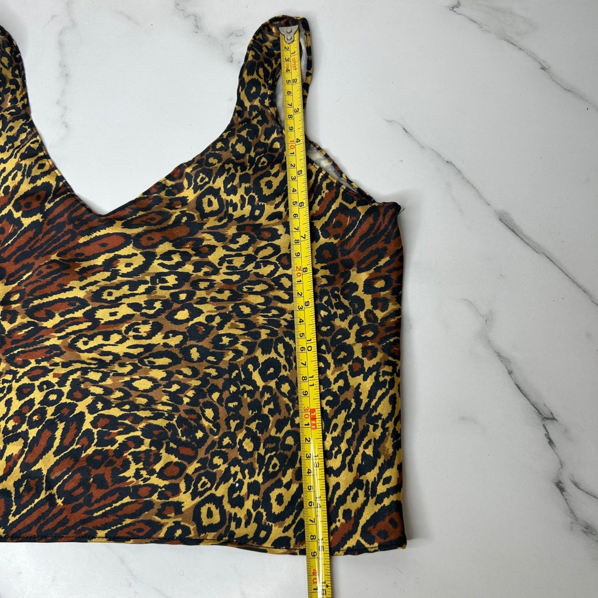 DG-60 Vintage Aviaretta Size Small Leopard Print Satin Crop Tank Top
