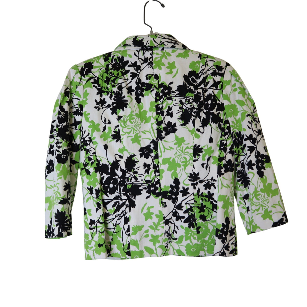DG-184 Trenz Women's Floral Blazer 3/4 Sleeve Button-Closure Jacket Size Petite Small