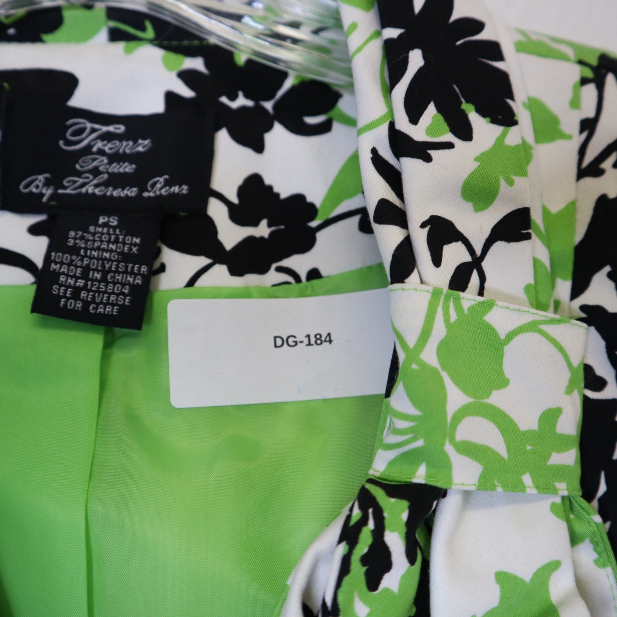 DG-184 Trenz Women's Floral Blazer 3/4 Sleeve Button-Closure Jacket Size Petite Small