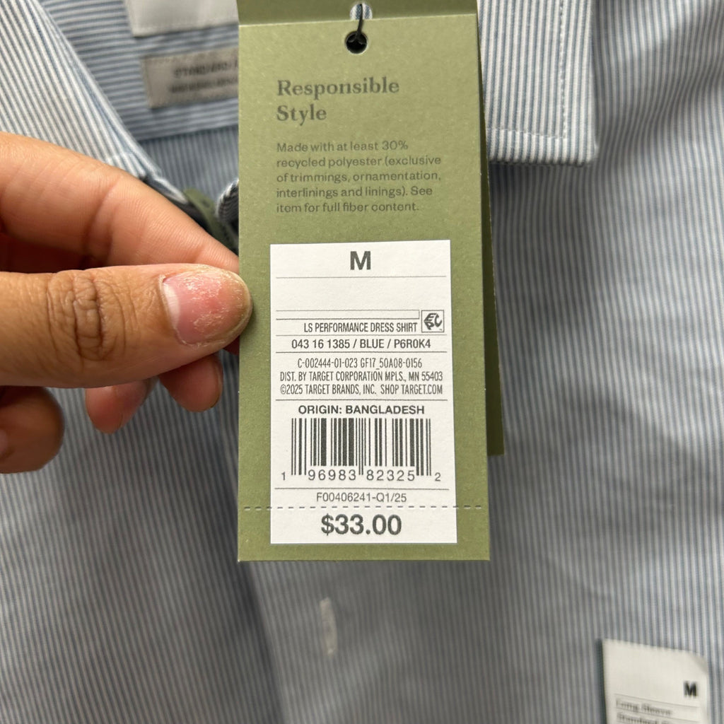 K-194 Goodfellow & Co Button-Down Dress Shirt Long Sleeve Light Blue Men's Size Medium