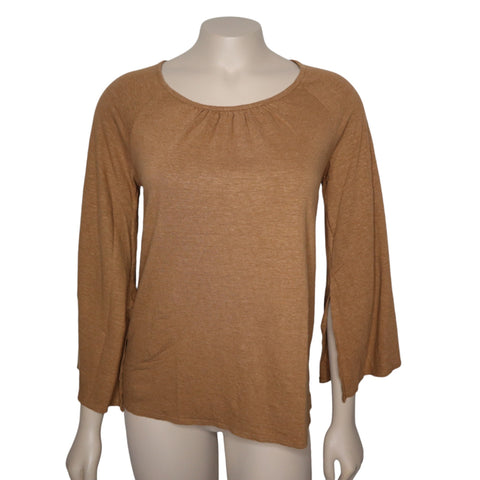 Chico's Brown Round Neck Bell Sleeve T-Shirt Women's Size 0