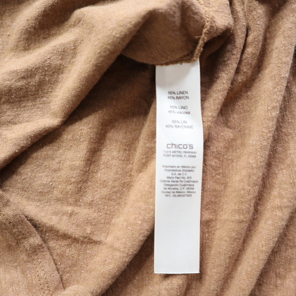 Chico's Brown Round Neck Bell Sleeve T-Shirt Women's Size 0