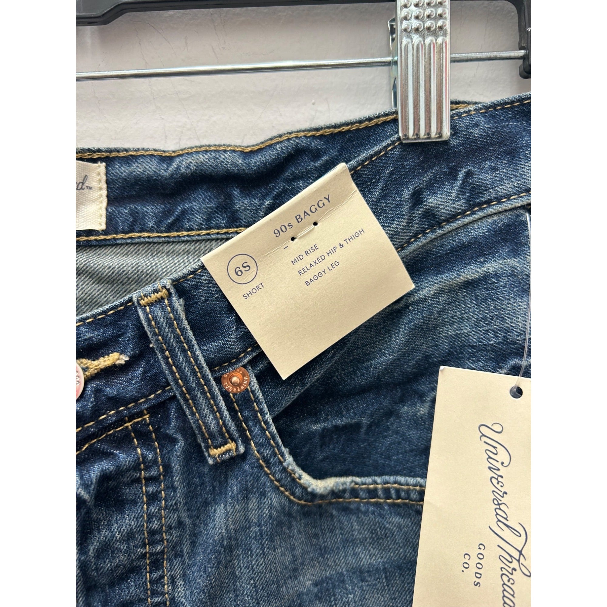 K-203 Universal Thread Womens 6S 90s Baggy Jeans Mid Rise Relaxed Fit Dark Wash Denim