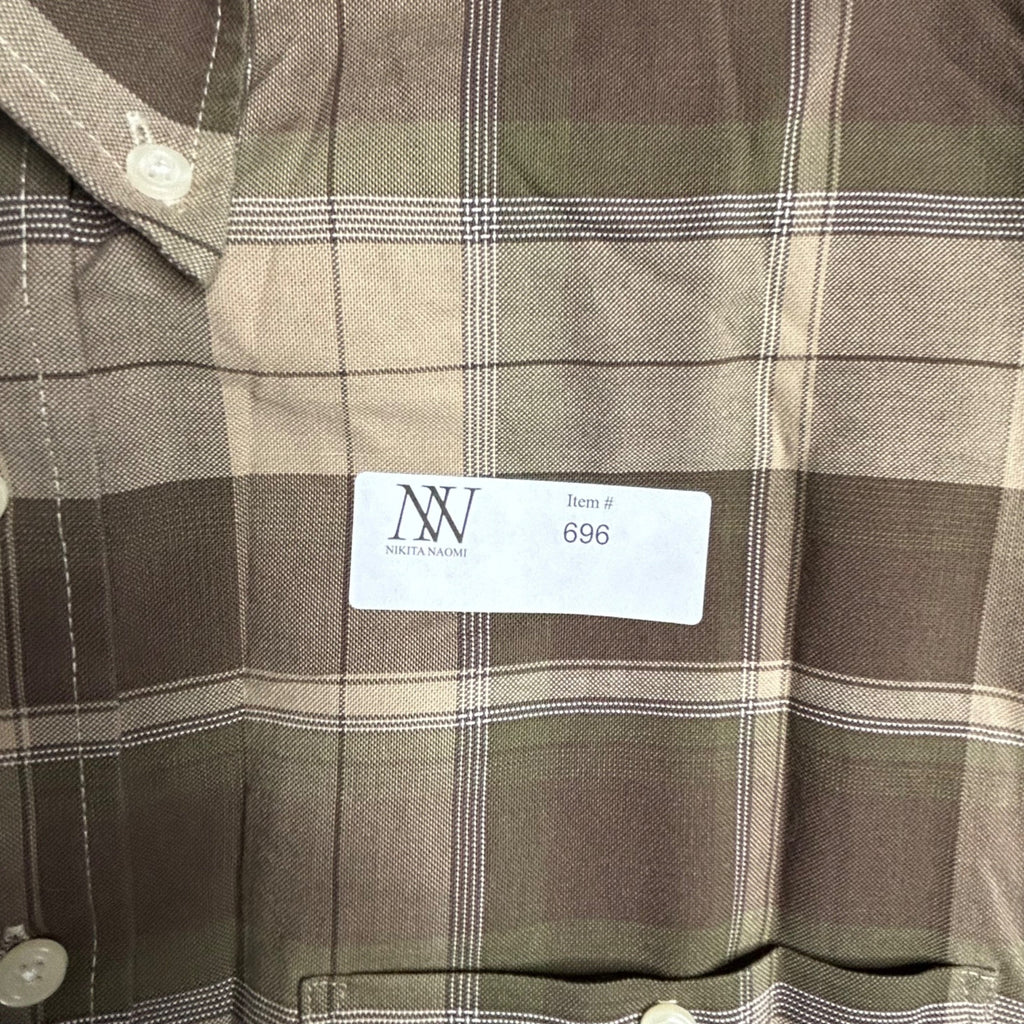 #696 Towncraft Men's Medium Wrinkle Free Button-Down Shirt, Brown