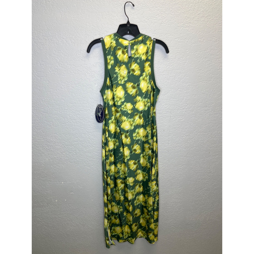 #1177 Scoop Women's Size Medium Green Blur Midi Tank Dress