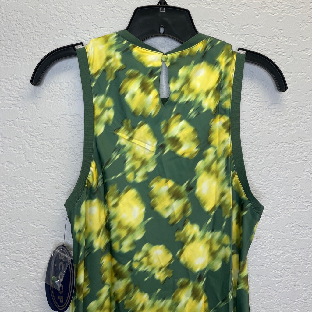 #1177 Scoop Women's Size Medium Green Blur Midi Tank Dress