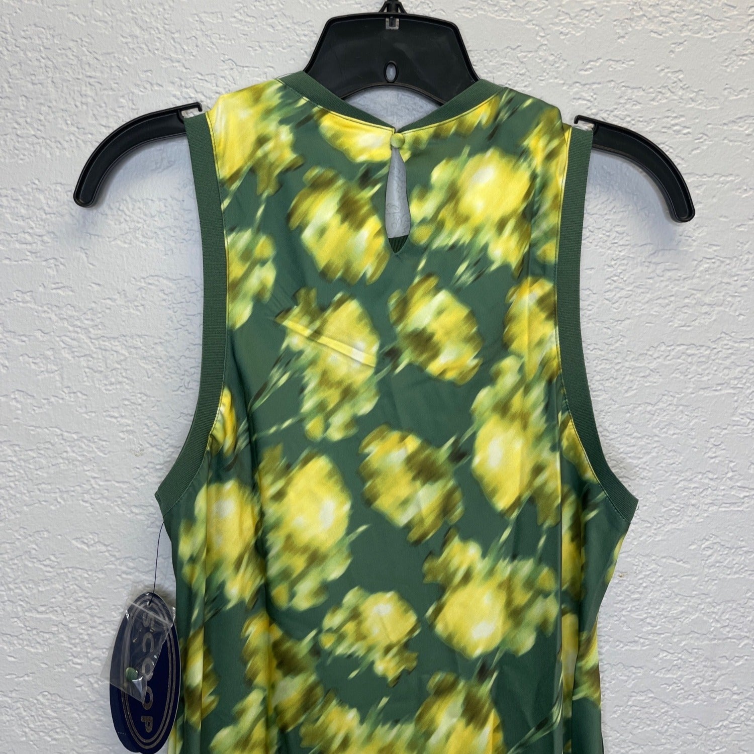 #1177 Scoop Women's Size Medium Green Blur Midi Tank Dress