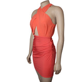 Paradisco Orange Cross Front Halter Neck Mini Dress Women's Size 6