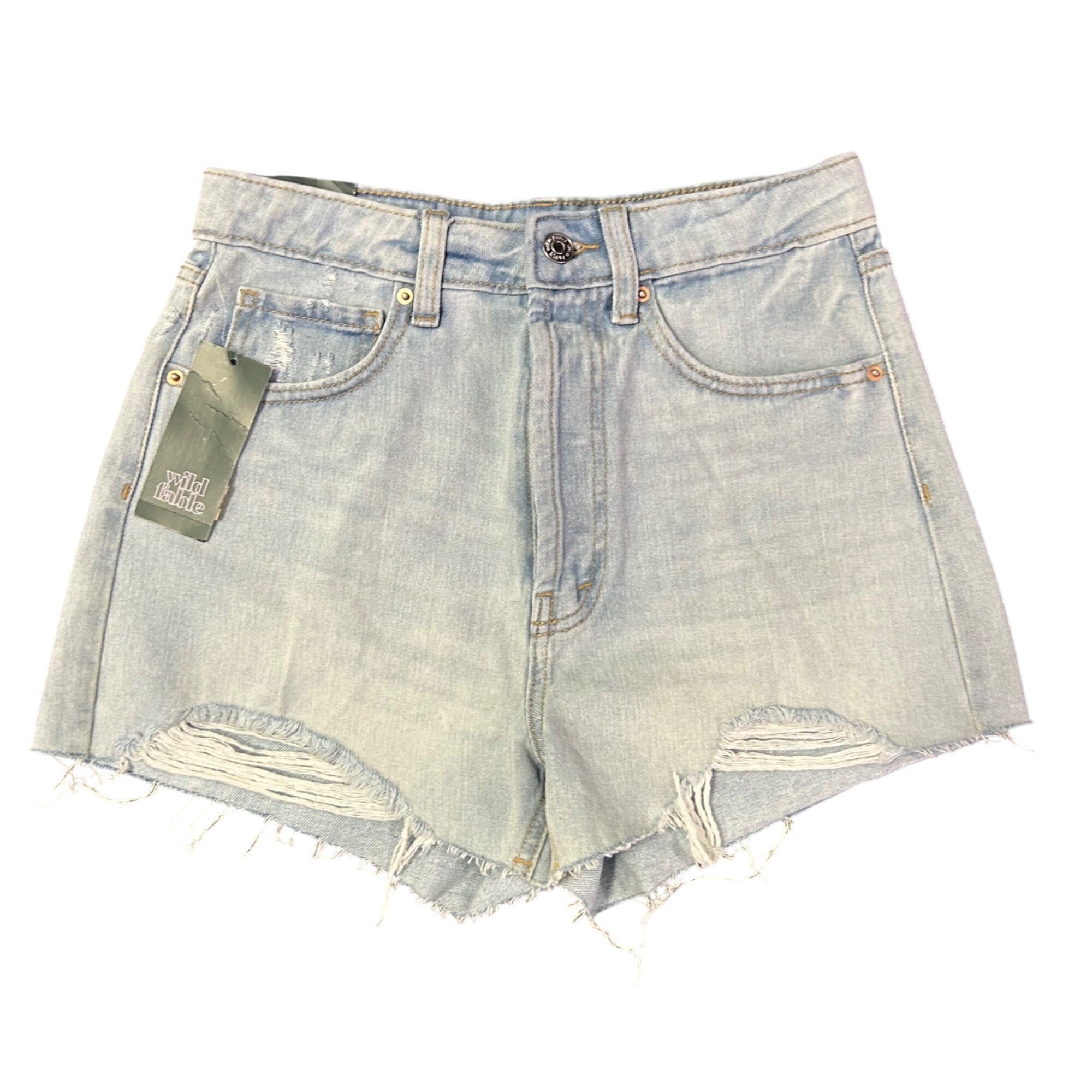 K-307 Wild Fable Women's Light Wash High Rise Distressed Denim Cutoff Shorts Size 2