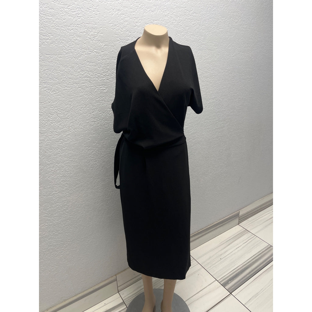 #1092 Felicity & Coco Black XS Wrap Dress With Tie Waist