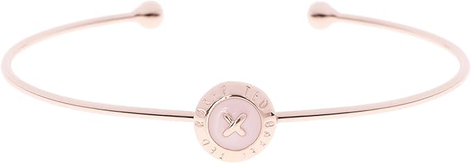 Ted Baker Elvas: Enamel Mini Button Ultrafine Cuff, Rose Gold, Silver Glitter