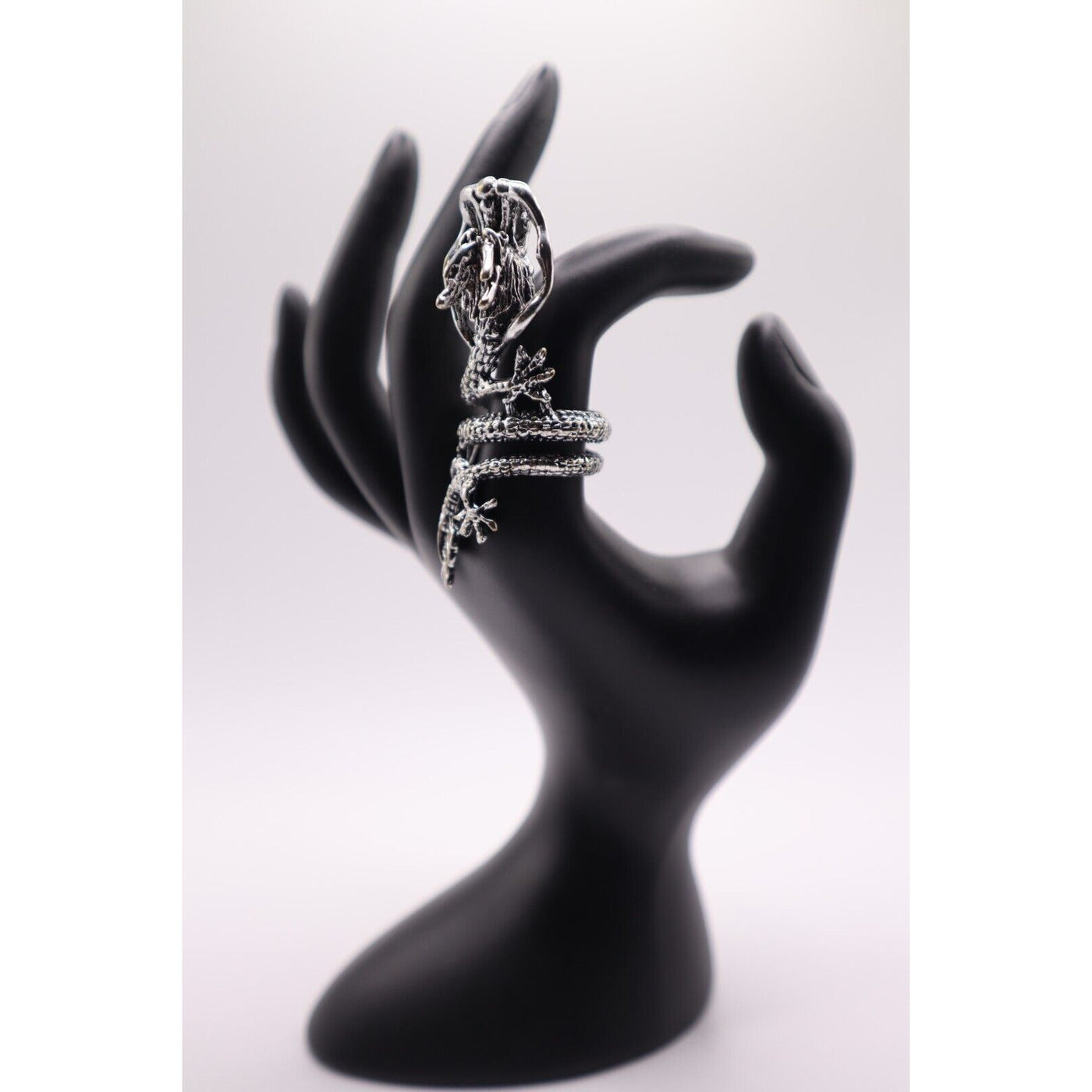 Stainless Steel Silver Tone Finger Ring for Women's, Dragon Design size 8