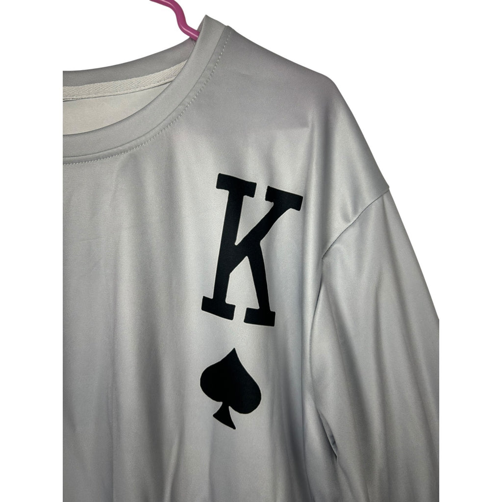 King Of Spades Graphic Light Gray Long Sleeve Shirt Size L