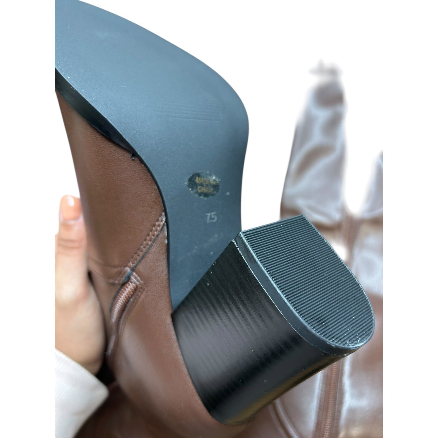 MOTIMODEN Women’s Size 7.5 Knee High Boots Retro Chunky Heel Pointed Toe Pull On