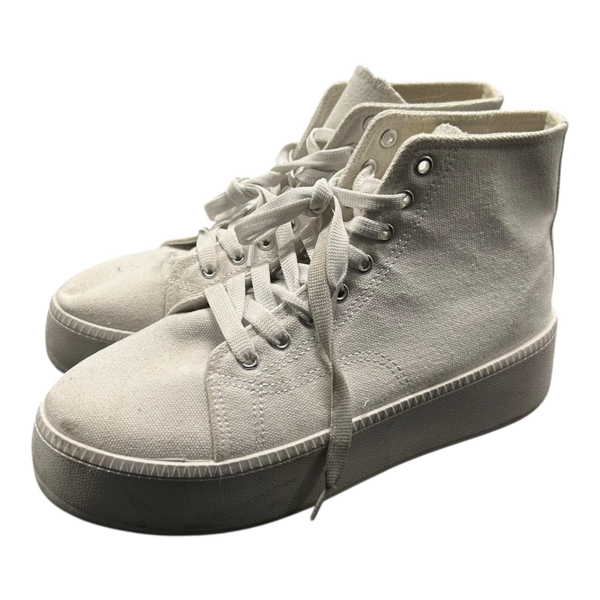 Nasty Gal White Canvas High-Top Platform Sneakers With Lace-Up Closure Women Size 9