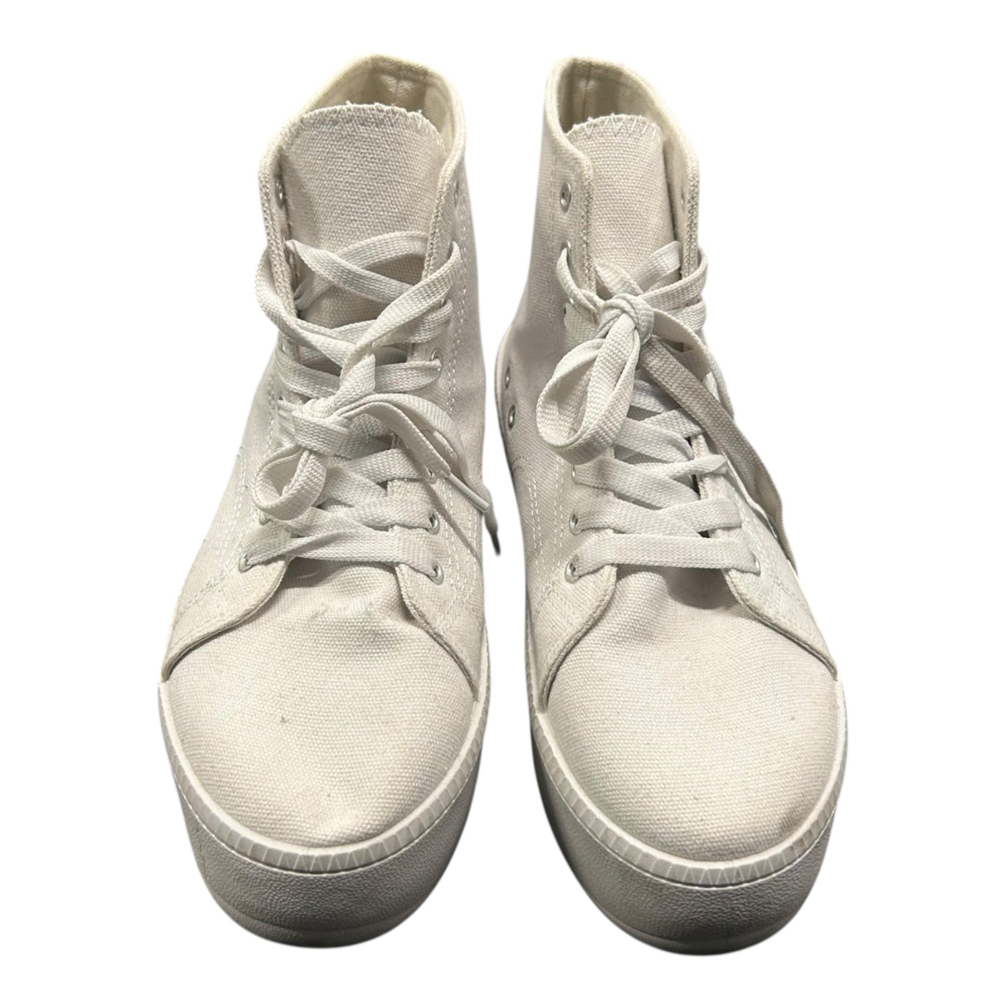 Nasty Gal White Canvas High-Top Platform Sneakers With Lace-Up Closure Women Size 9