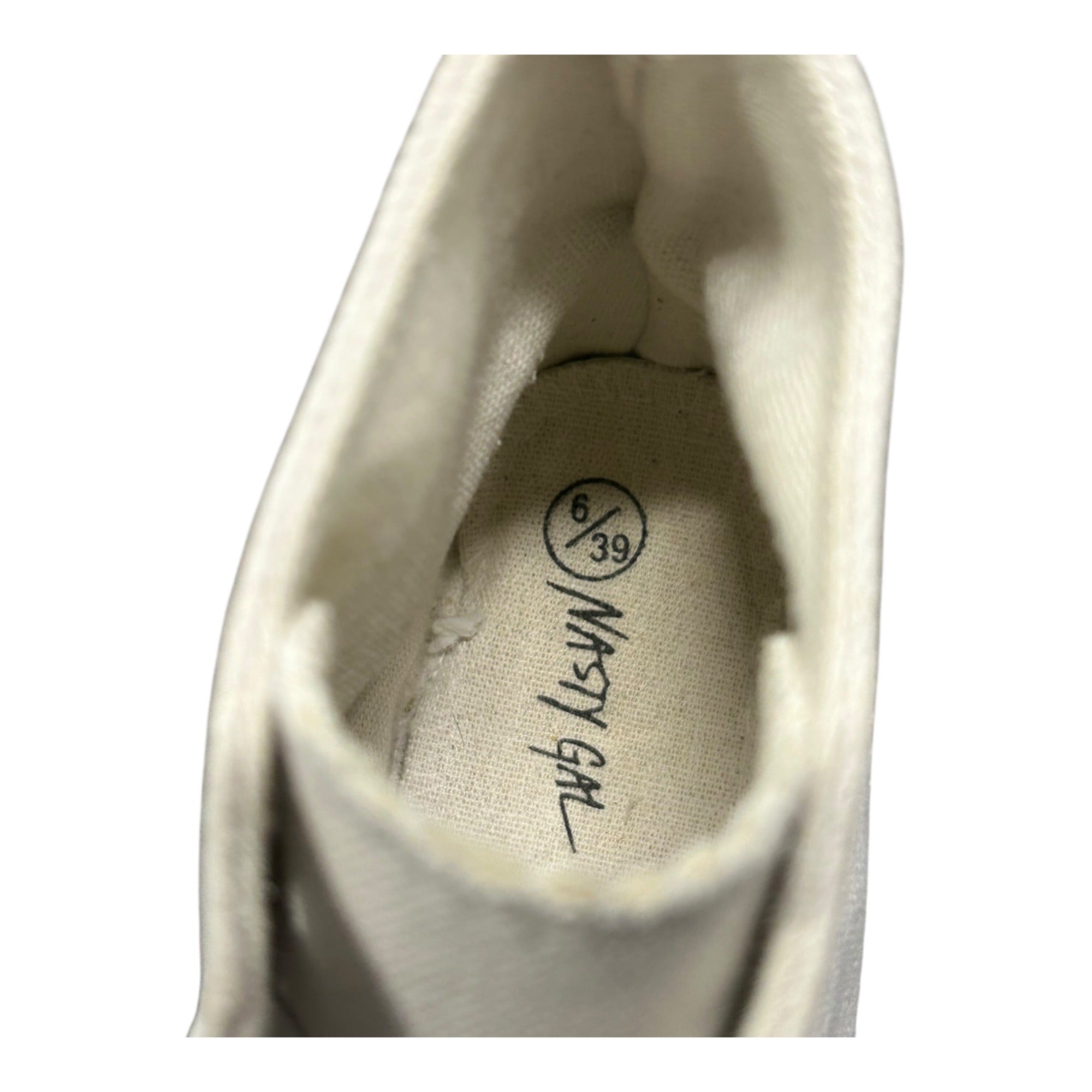 Nasty Gal White Canvas High-Top Platform Sneakers With Lace-Up Closure Women Size 9