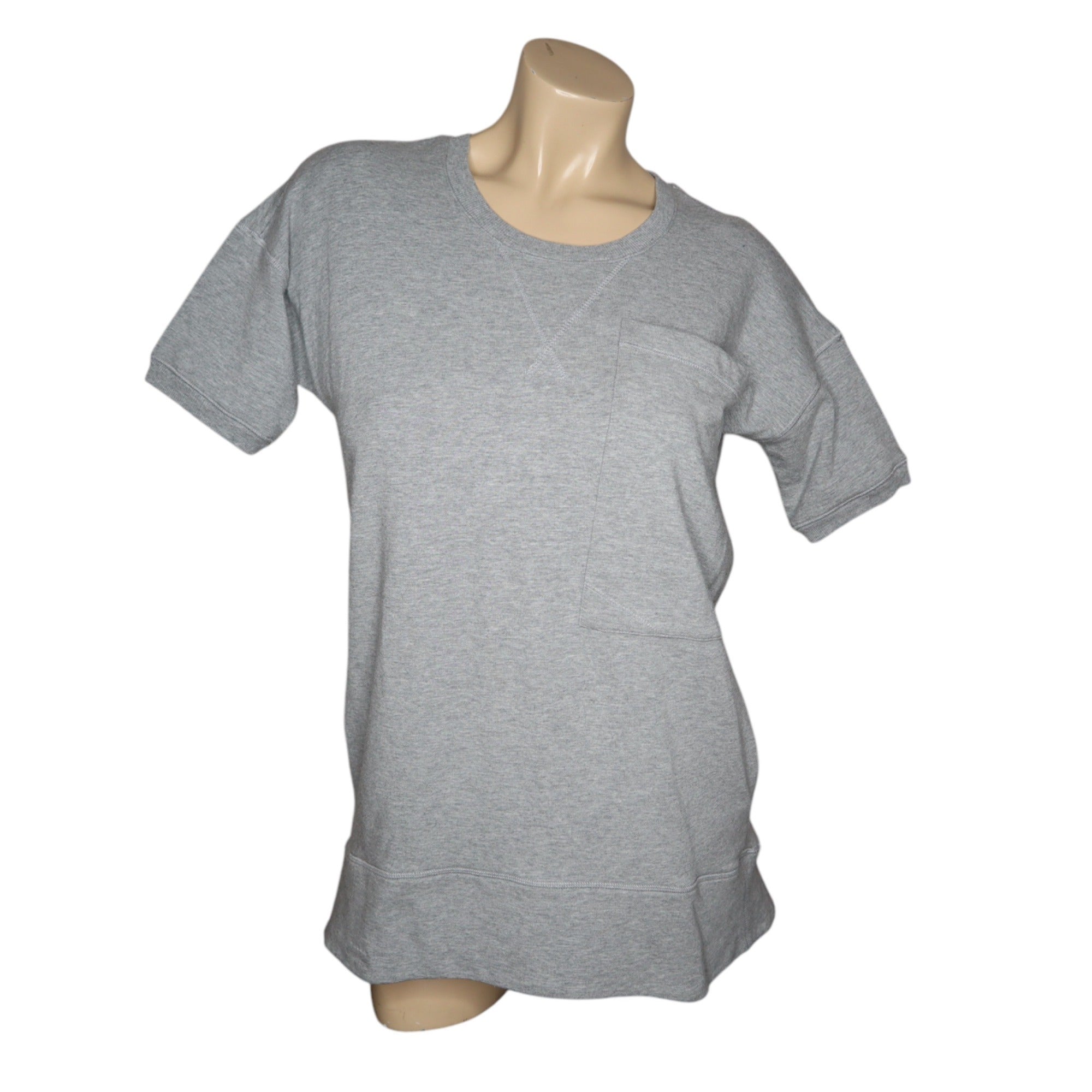 Andrea Jovine Womens Gray Short Sleeve Top W/ Pocket Size Small