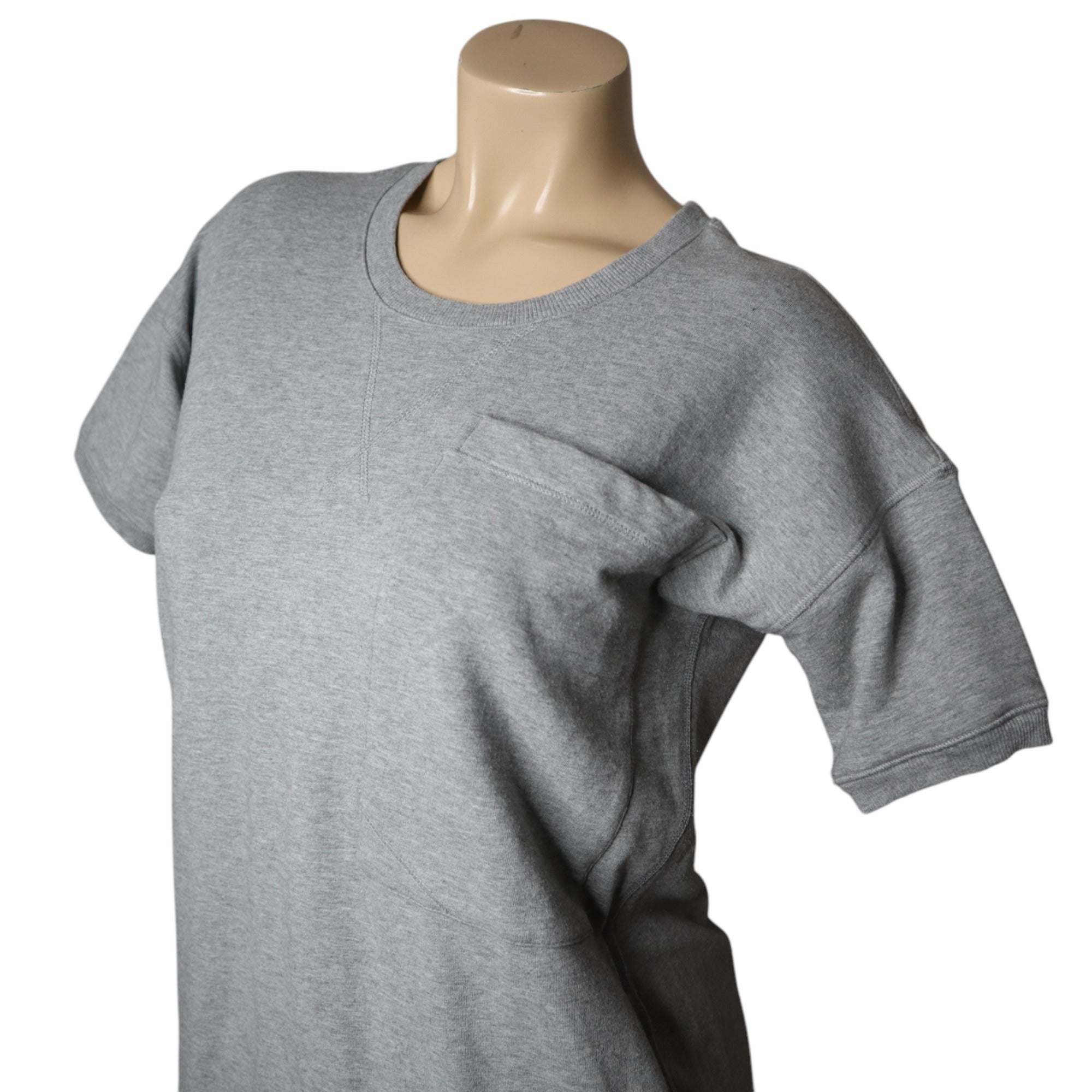 Andrea Jovine Womens Gray Short Sleeve Top W/ Pocket Size Small