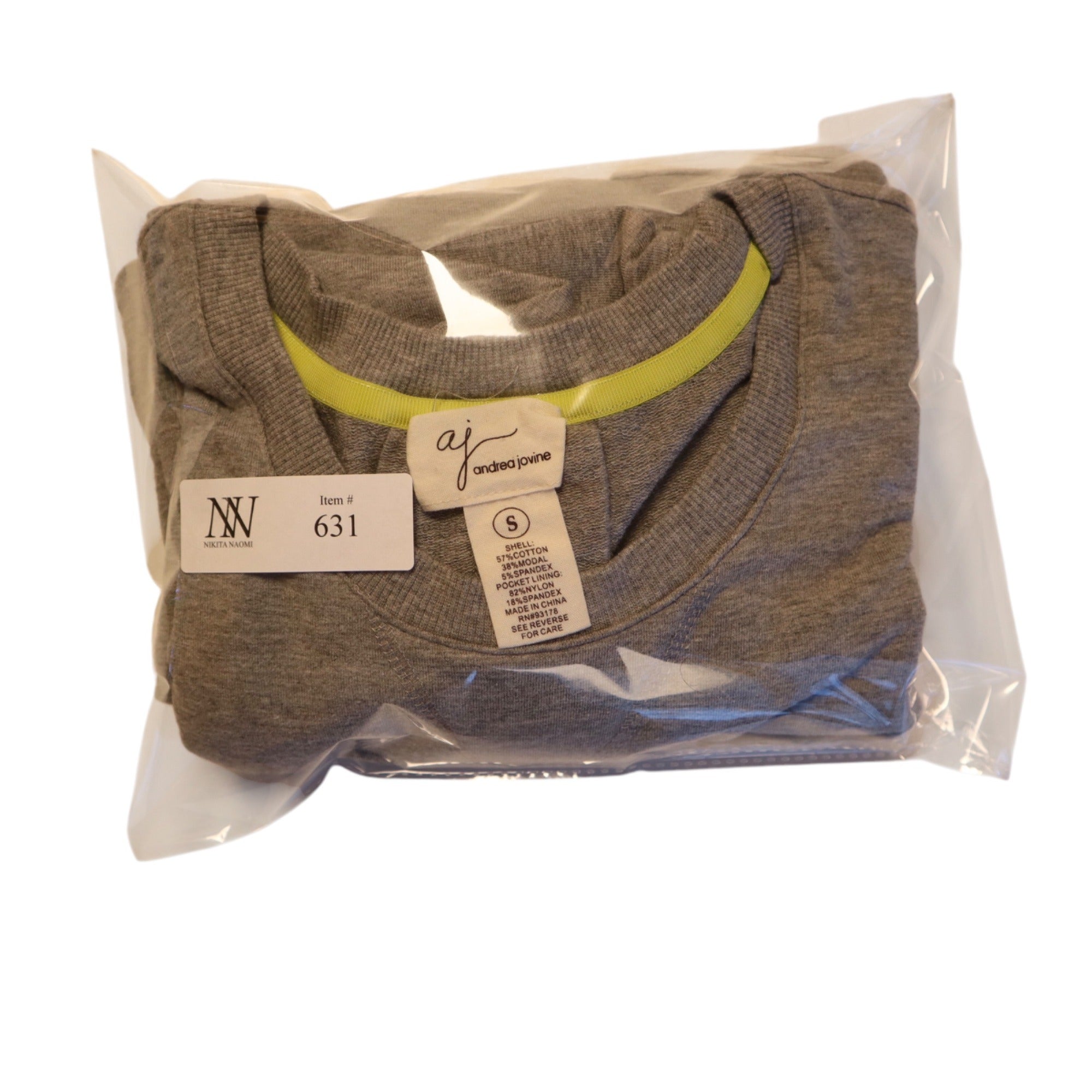 Andrea Jovine Womens Gray Short Sleeve Top W/ Pocket Size Small