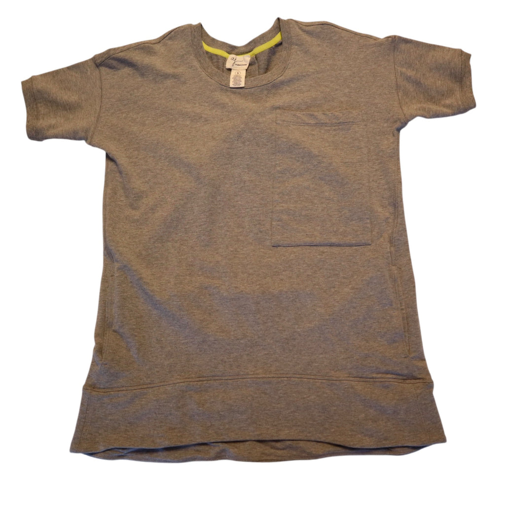 Andrea Jovine Womens Gray Short Sleeve Top W/ Pocket Size Small