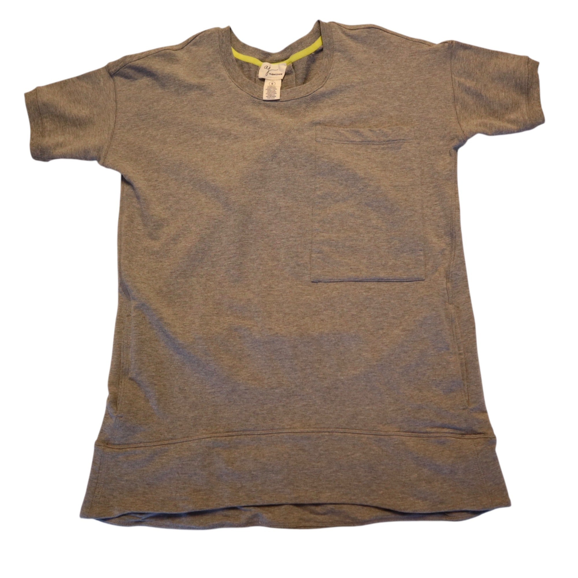 Andrea Jovine Womens Gray Short Sleeve Top W/ Pocket Size Small
