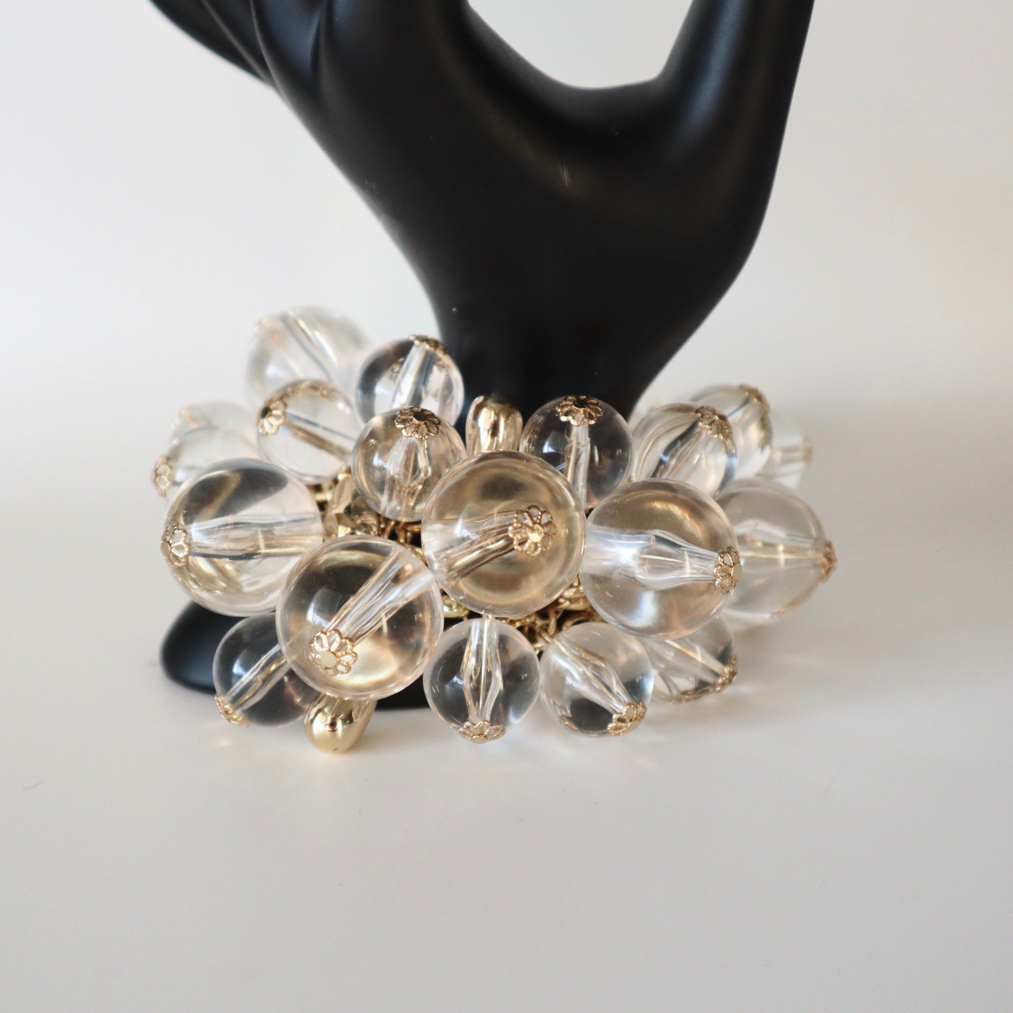 Ted Baker London Gold & Clear Bead Cluster Bracelet With Adjustable Chain