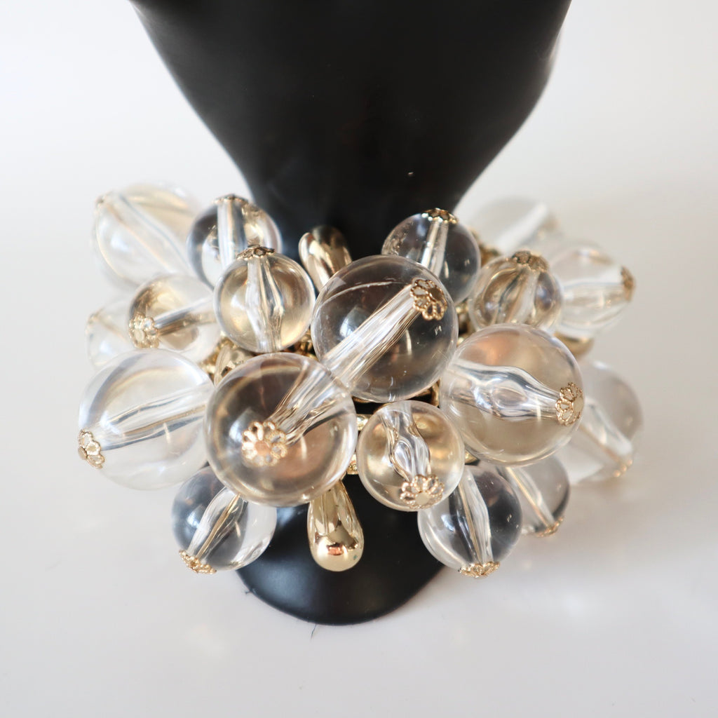 Ted Baker London Gold & Clear Bead Cluster Bracelet With Adjustable Chain