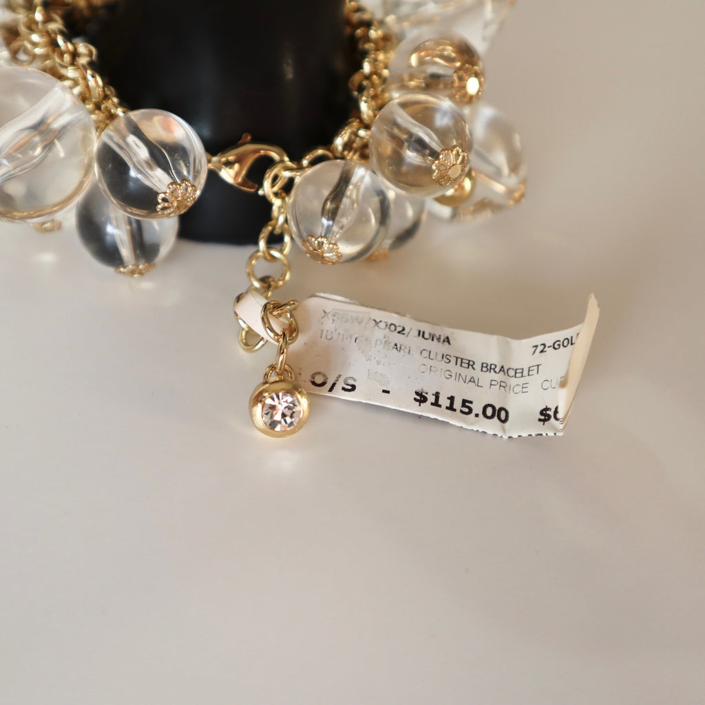 Ted Baker London Gold & Clear Bead Cluster Bracelet With Adjustable Chain