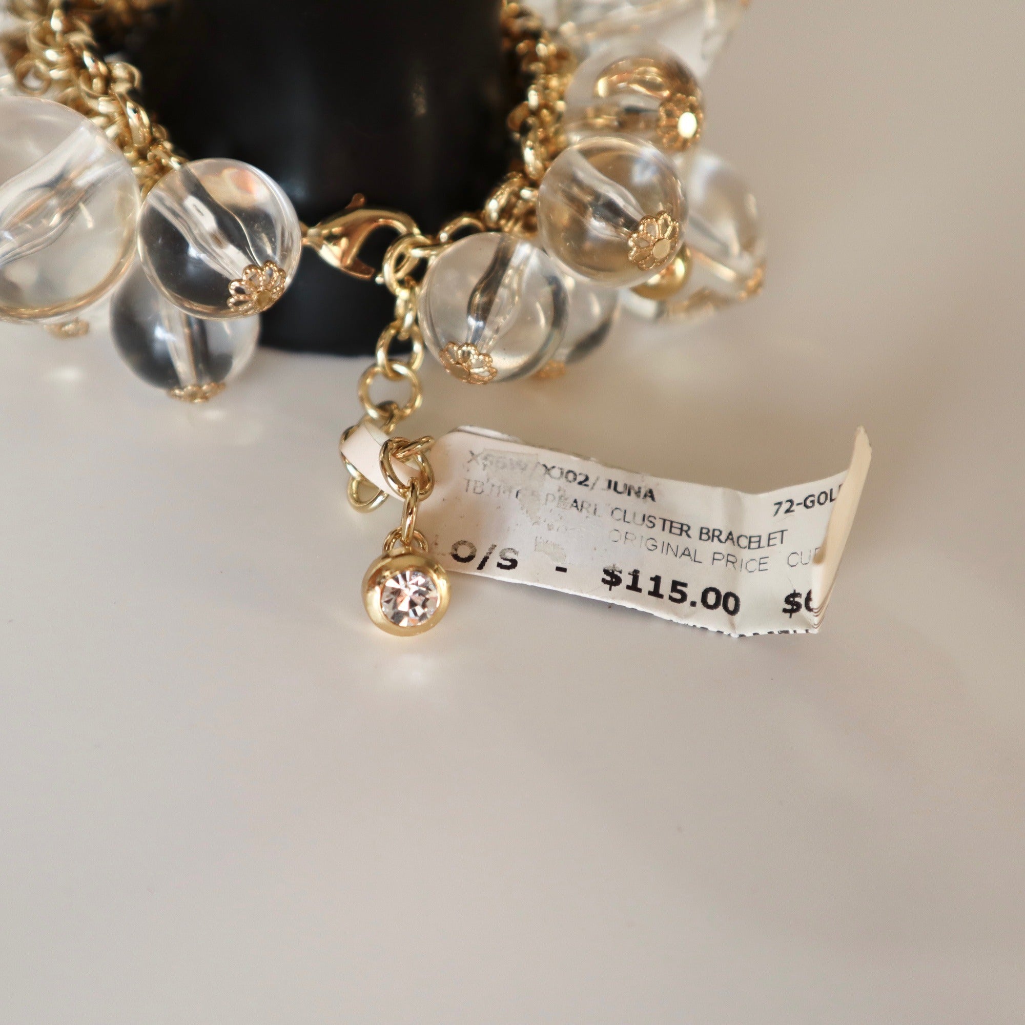 Ted Baker London Gold & Clear Bead Cluster Bracelet With Adjustable Chain