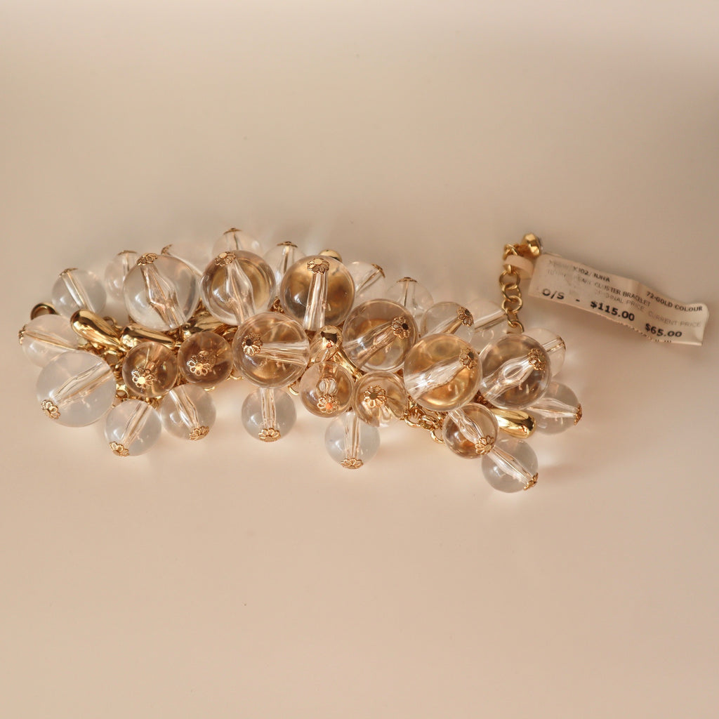 Ted Baker London Gold & Clear Bead Cluster Bracelet With Adjustable Chain