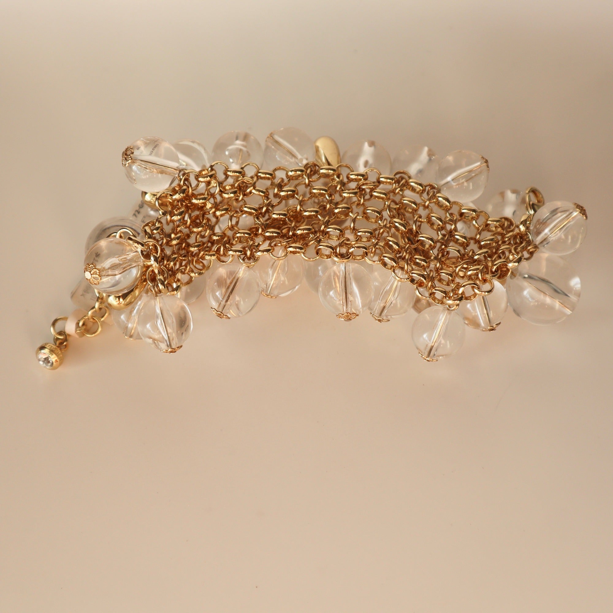 Ted Baker London Gold & Clear Bead Cluster Bracelet With Adjustable Chain