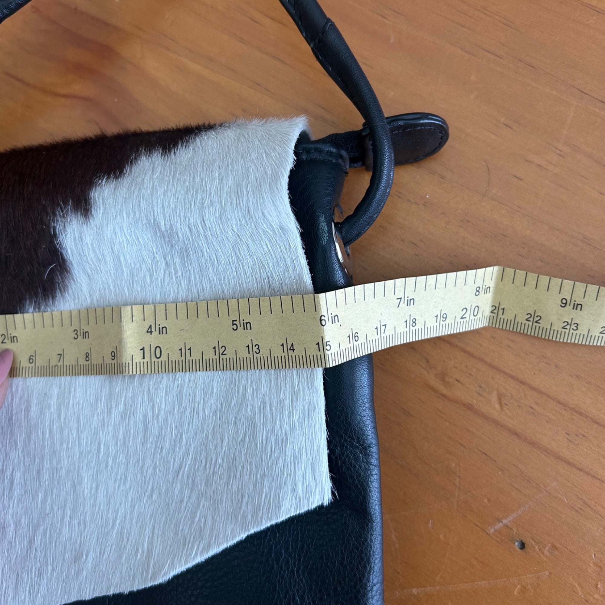 OVERLAND OS Cowhide Leather Crossbody Bag Black White Brown Western Style