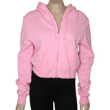 Brandy Melville Pink Cropped Hoodie Sweatshirt Womens Zip Up Cotton Blend