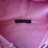 Brandy Melville Pink Cropped Hoodie Sweatshirt Womens Zip Up Cotton Blend