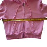 Brandy Melville Pink Cropped Hoodie Sweatshirt Womens Zip Up Cotton Blend