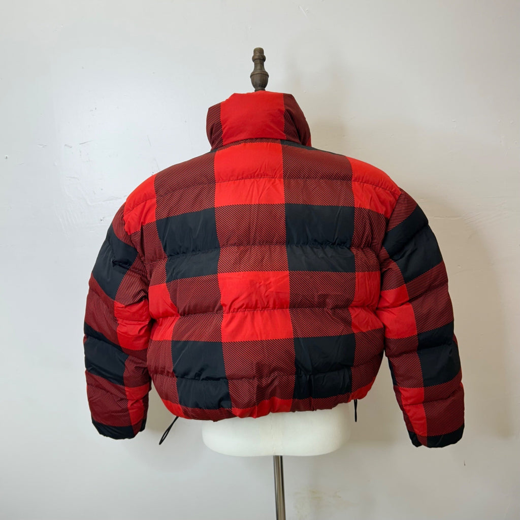 K-116 Woolrich Red/Black Checkered Puffer Jacket Full-Zip Winter Coat Size Medium