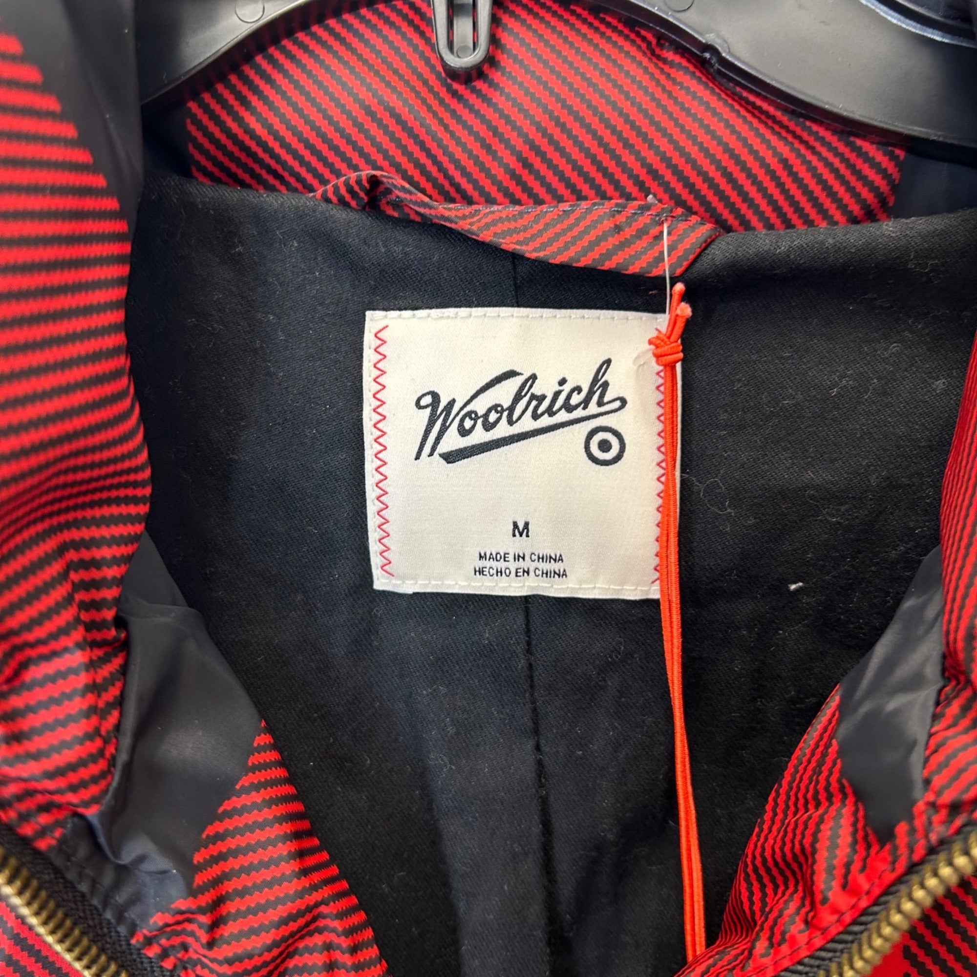 K-116 Woolrich Red/Black Checkered Puffer Jacket Full-Zip Winter Coat Size Medium