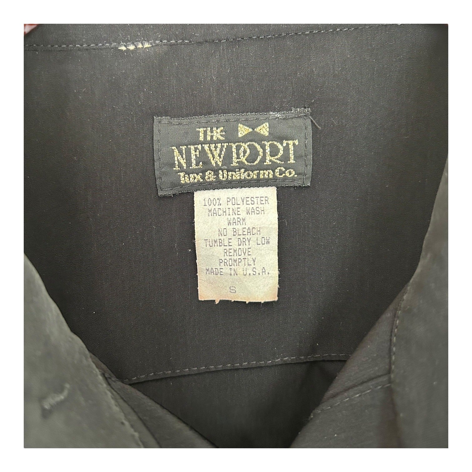 Newport Black Button-Up Shirt W/ Abstract Trim Design Short Sleeve Small