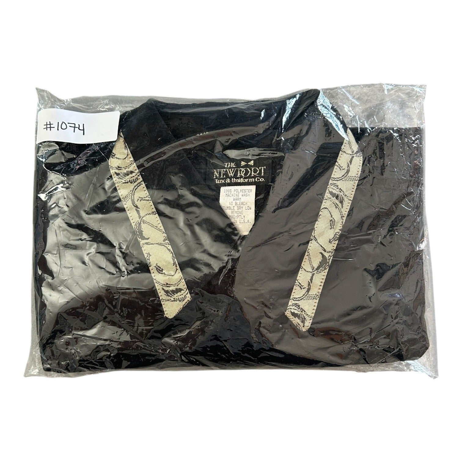 Newport Black Button-Up Shirt W/ Abstract Trim Design Short Sleeve Small