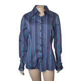 Hawes & Curtis Women's S Fitted Hipster Shirt Blue Purple Striped EU Size 44