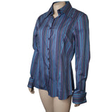 Hawes & Curtis Women's S Fitted Hipster Shirt Blue Purple Striped EU Size 44