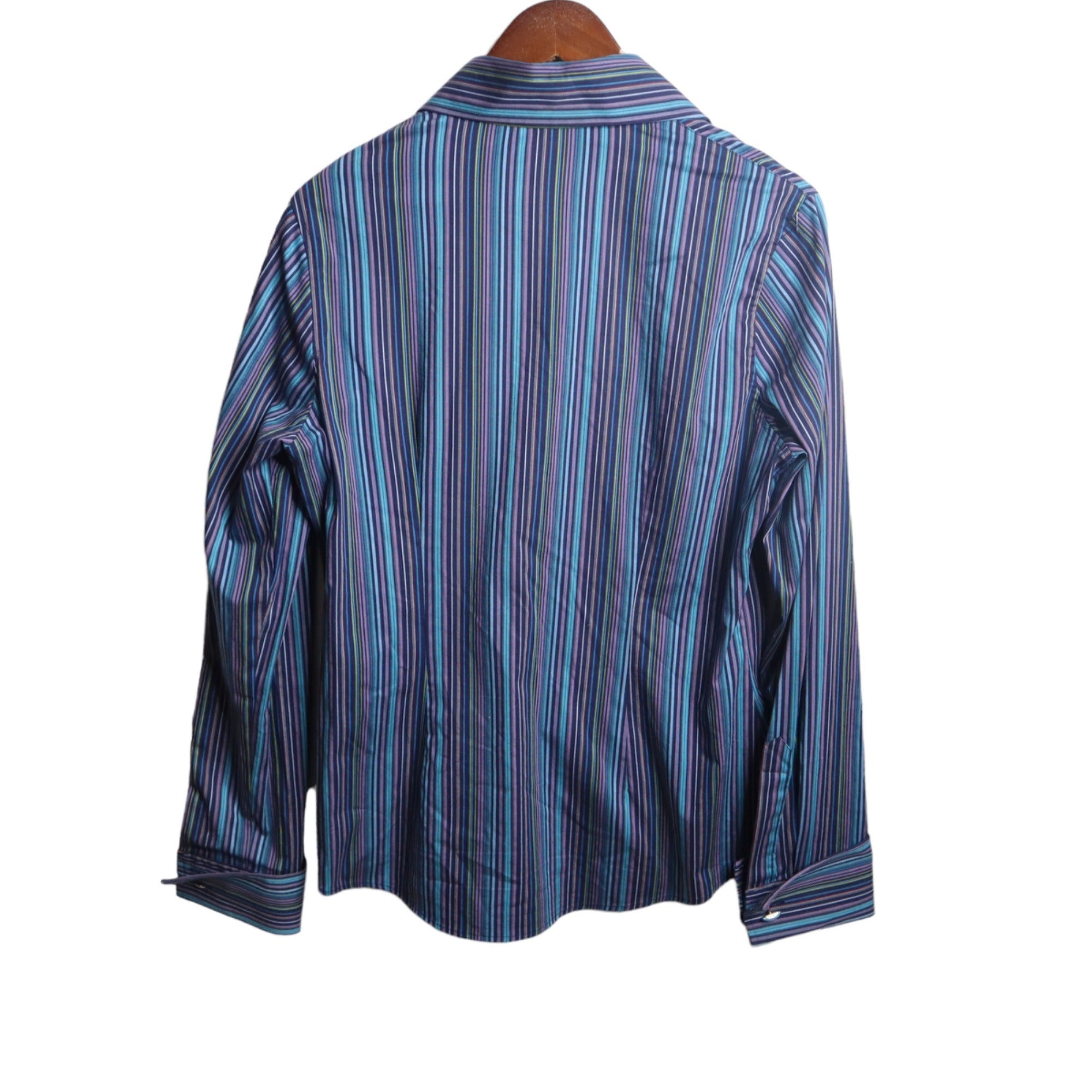 Hawes & Curtis Women's S Fitted Hipster Shirt Blue Purple Striped EU Size 44