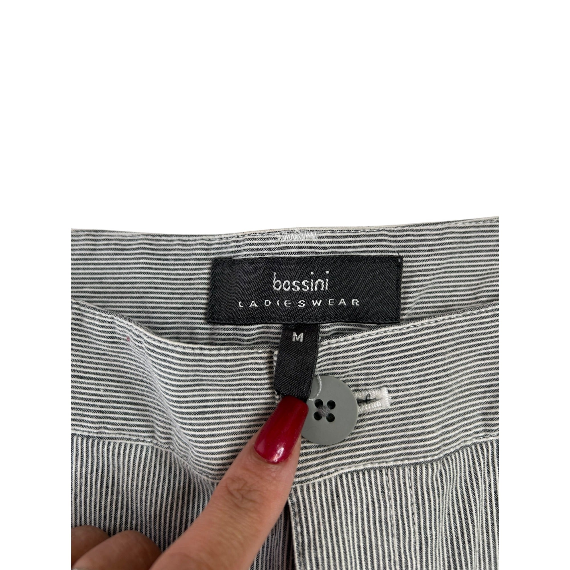 Bossini Ladies Wear Striped Gray Pants Women's Size Medium
