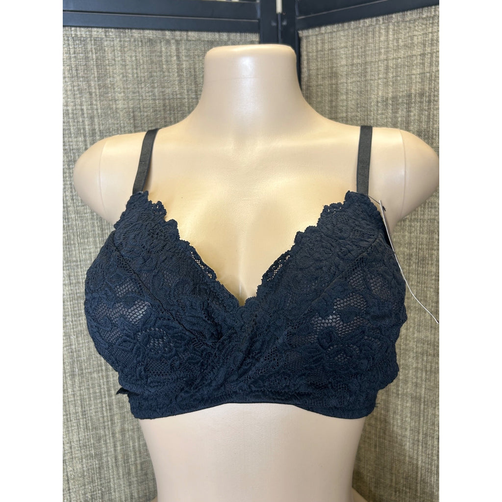 DG-124 Adored By Adore Me Black Lace Blythe Bralette XL Adjustable Straps