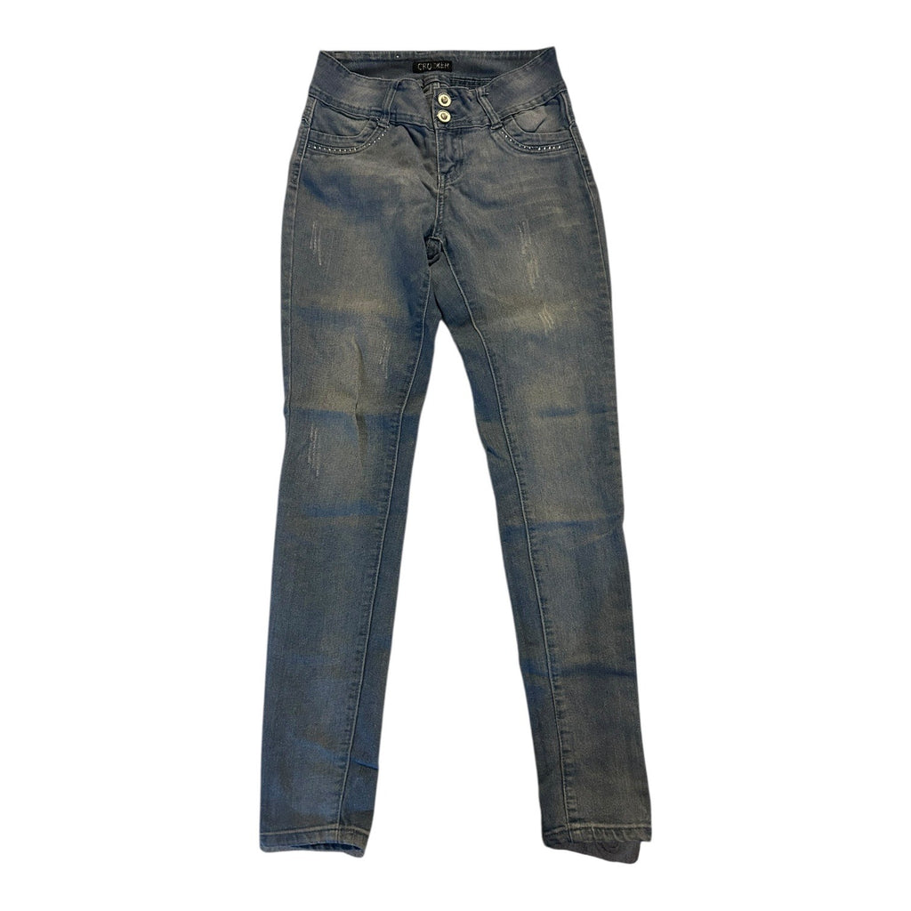 Crocker Womens Blue Skinny Jeans With Button Closure Size 5