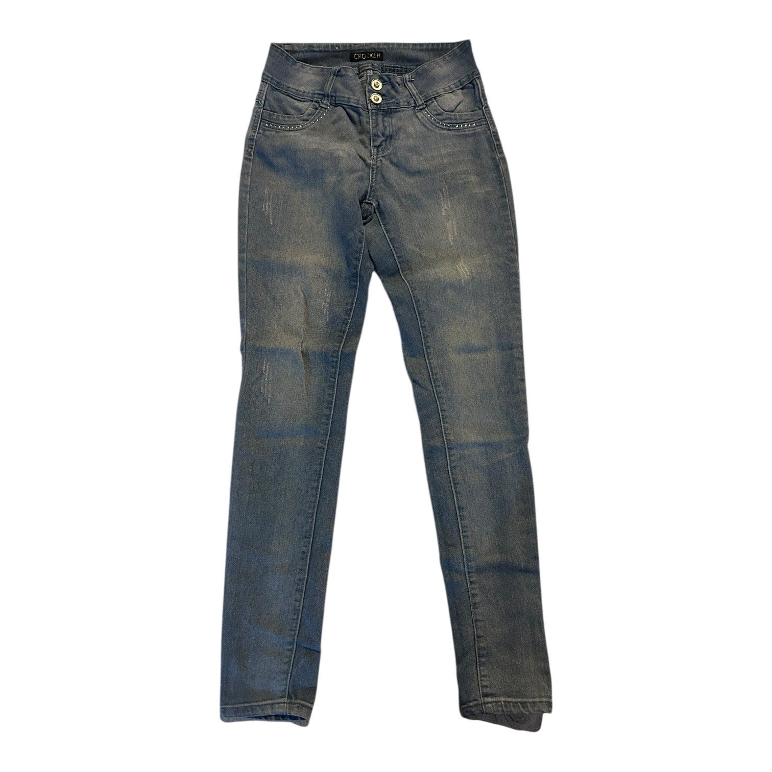 Crocker Womens Blue Skinny Jeans With Button Closure Size 5