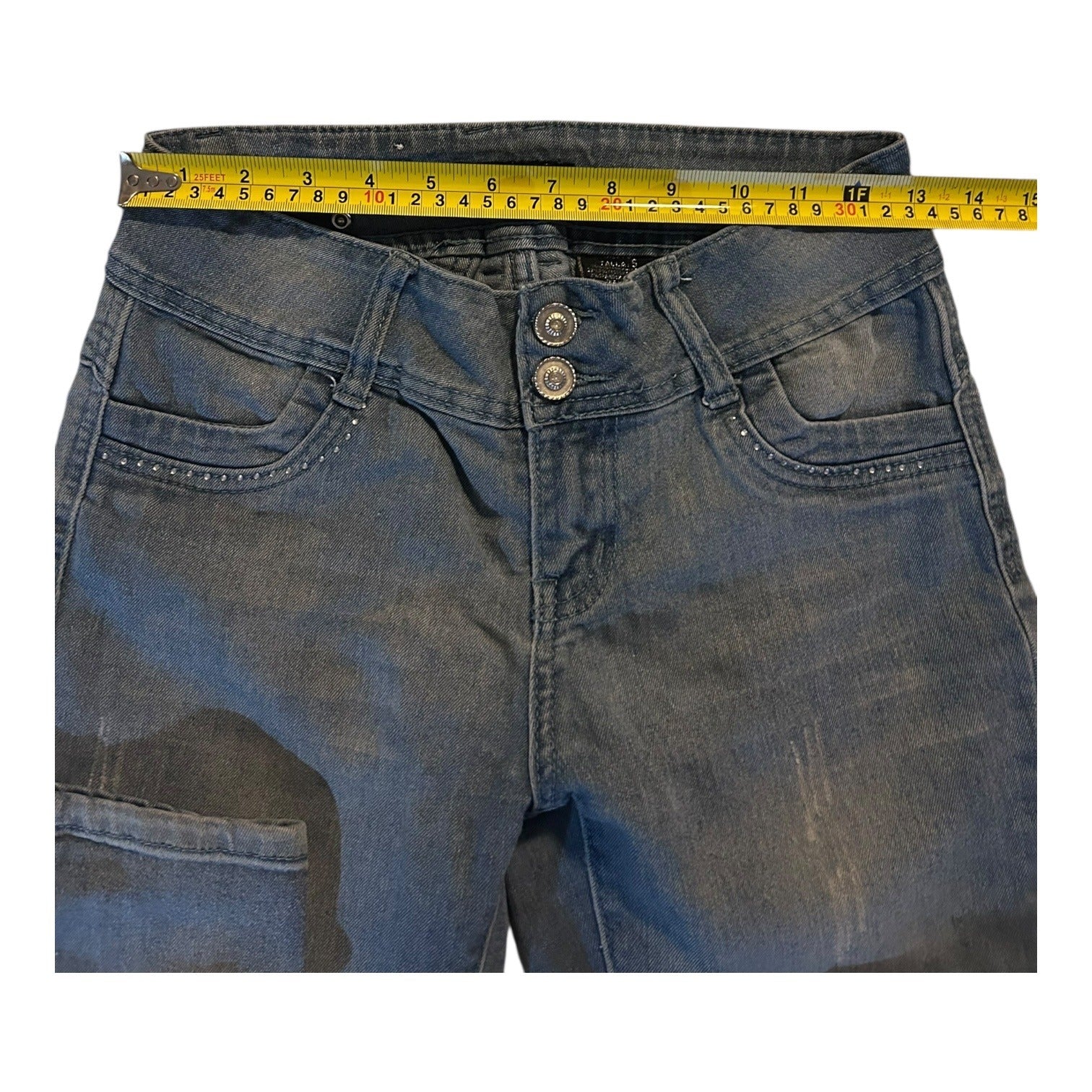 Crocker Womens Blue Skinny Jeans With Button Closure Size 5