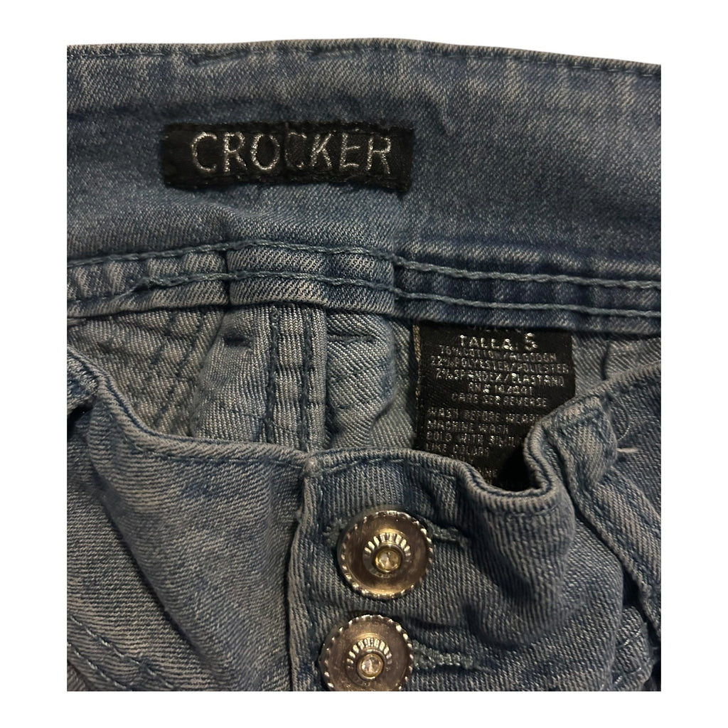 Crocker Womens Blue Skinny Jeans With Button Closure Size 5