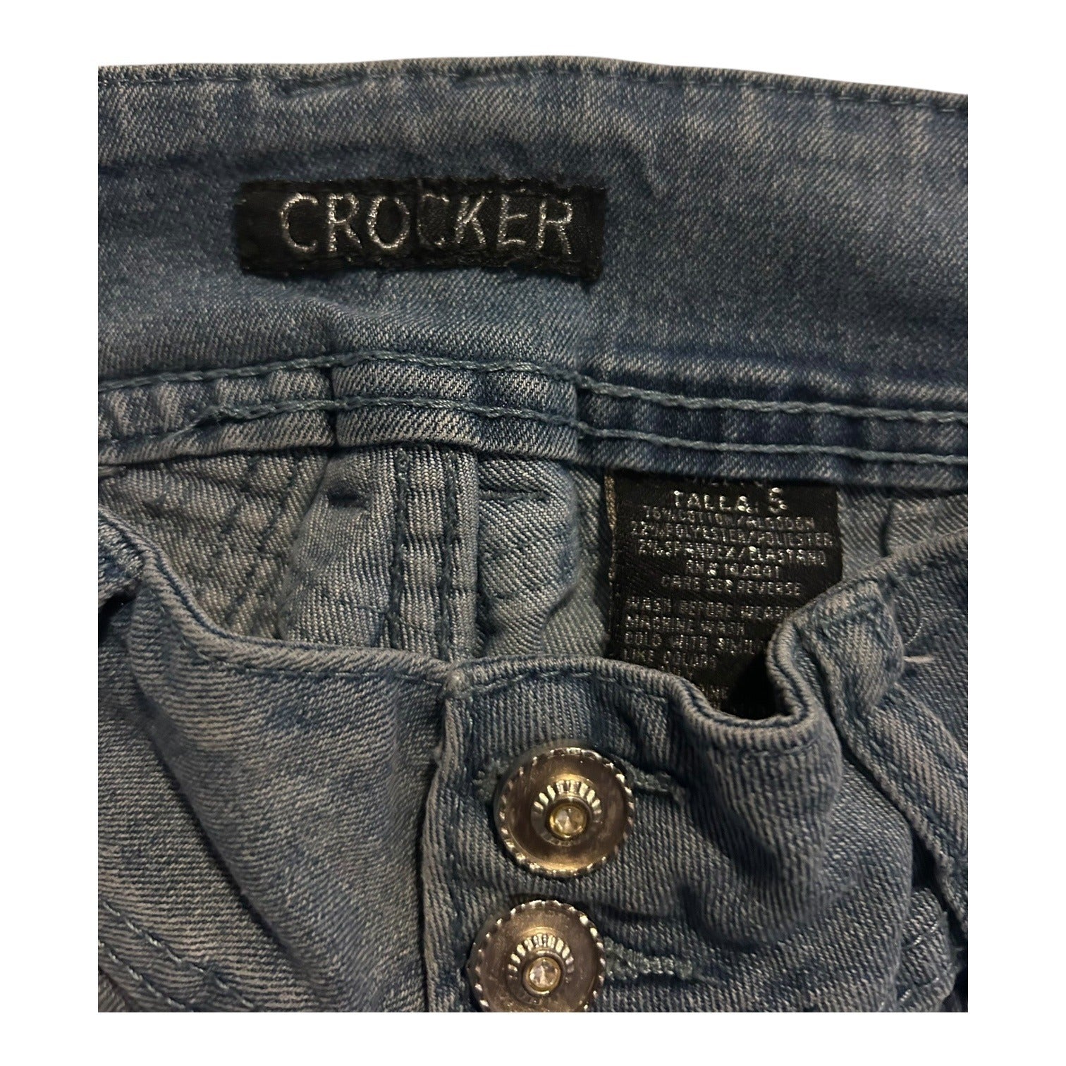 Crocker Womens Blue Skinny Jeans With Button Closure Size 5